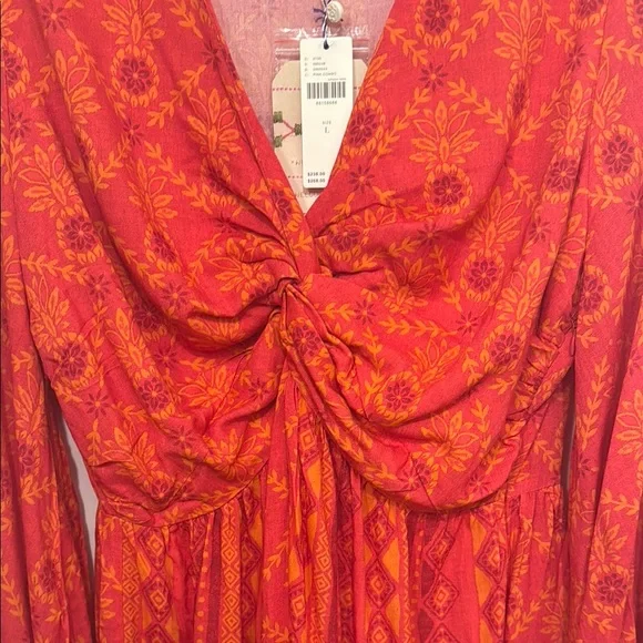 FARM Rio for Anthropologie Long Sleeve Sundress with Plunge Neckline - Picture 8 of 8